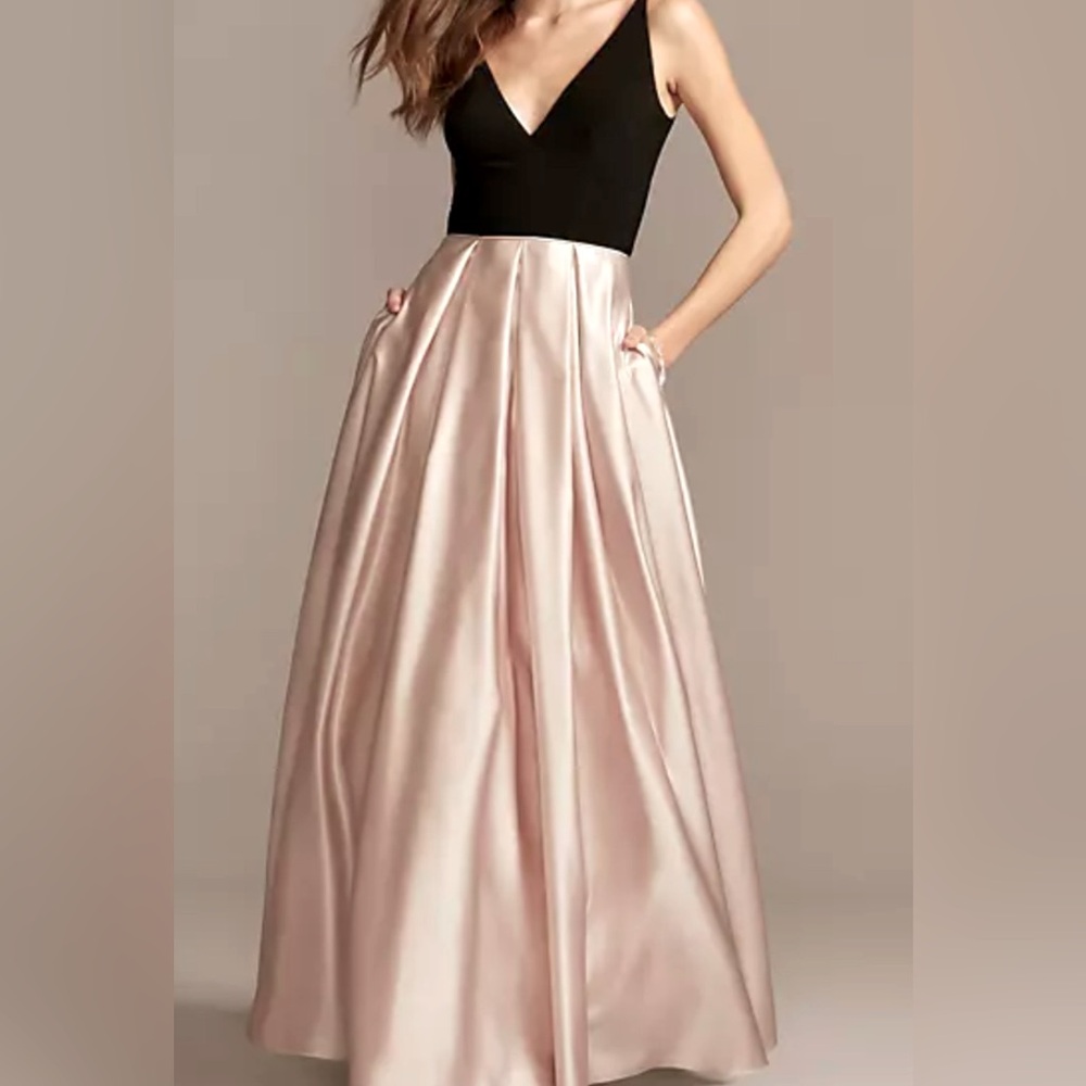 Beautiful formal pink and black statement evening gown. This dress turns heads!